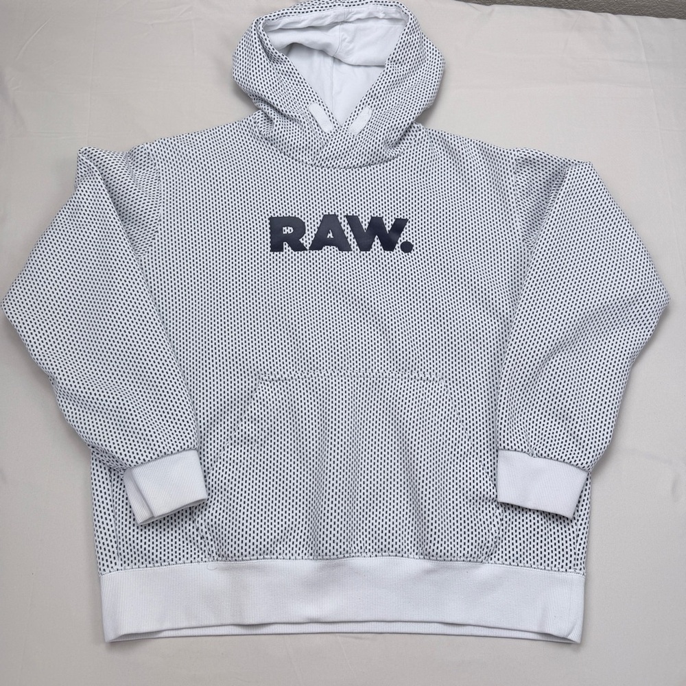 G-Star RAW White & Black Dotted Mesh Hoodie